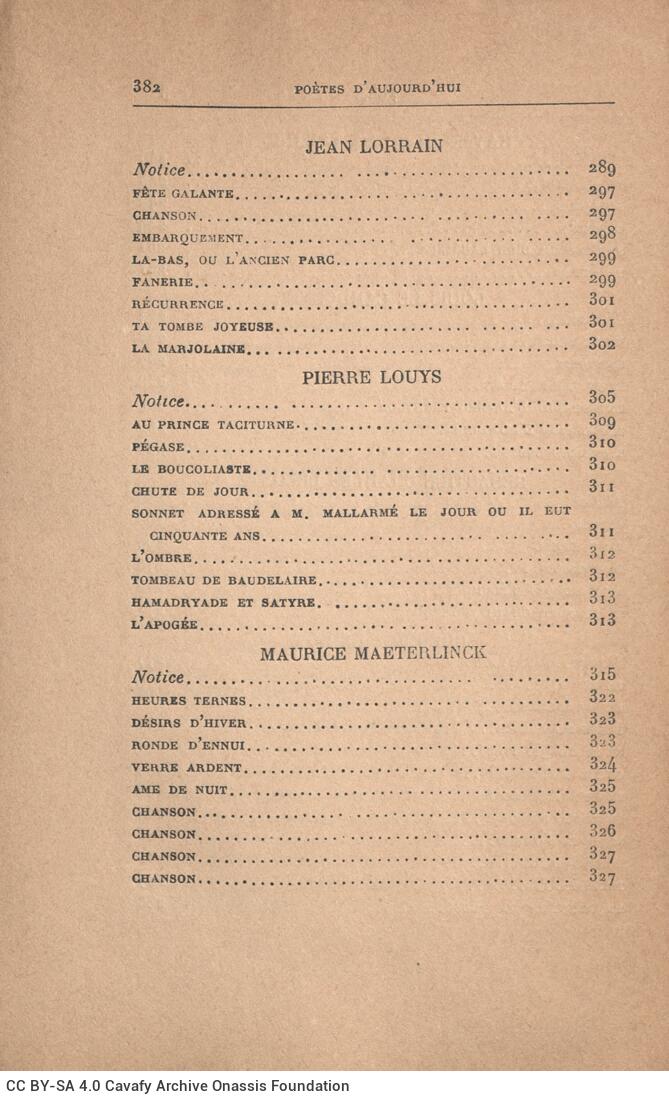 18,5 x 12 εκ. 6 σ. χ.α. + 392 σ. + 2 χ.α., όπου στη ράχη η τιμή του βιβλίου “3 fr. 50”.